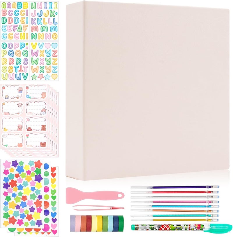 Ablus Photo Album Self Adhesive, 2x3 3x5 4x6 inch DIY Scrapbook with 25 Blank Pages, Gifts for Mom, Family Baby and Wedding (Beige) - Image 1